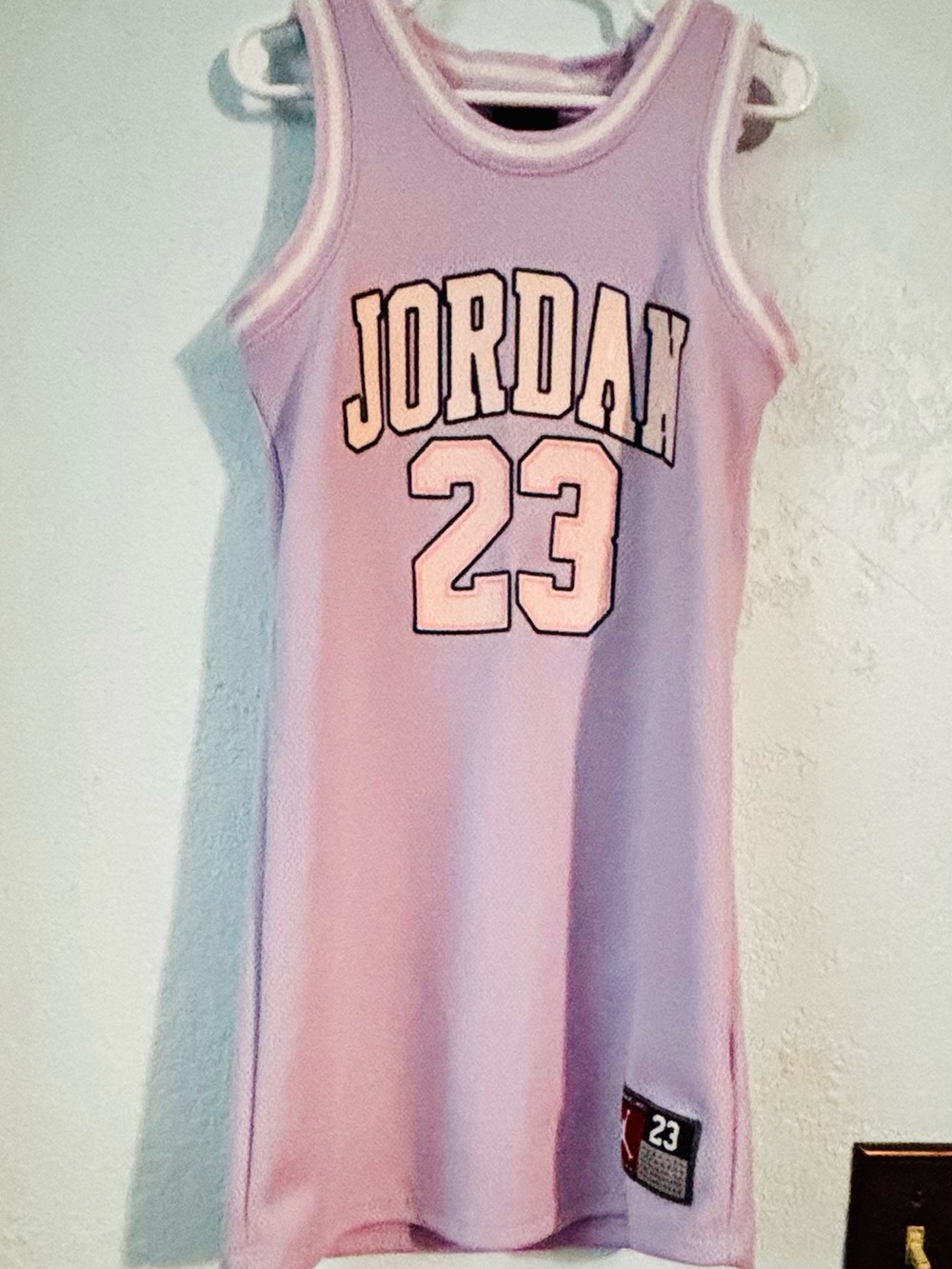 Jordan Girls' Sleeveless Tank Dress - Light Purple with White/Pink Trim
